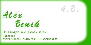 alex benik business card